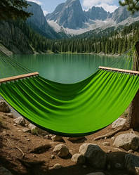 Монотонний одномісний туристичний гамак із планкою WISH салатовий XL 200х100 WCG