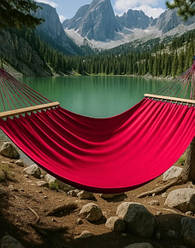 Монотонний гамак із планкою WISH червоний одномісний XL 200х100 WCG