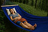 Підвісний двомісний гамак із планкою WISH синій однотонний XXL 200х150 WCG, фото 2