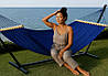 Підвісний двомісний гамак із планкою WISH синій однотонний XXL 200х150 WCG, фото 5