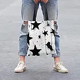 Велика сумка-шопер із принтом зірок, 38/33,5 см, фото 3