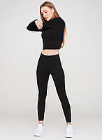Лосини безшовні щільні спортивні з широким поясом Giulia Leggings Energy чорного кольору S/M L/XL, фото 5