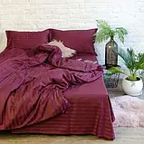 Сімейний комплект постільної білизни Страйп Сатин LUX Бордо, фото 8