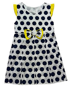 Дитяче плаття бавовни 104 та 128 розміри в темно-синій горох з бантом, біле з жовтими вставками