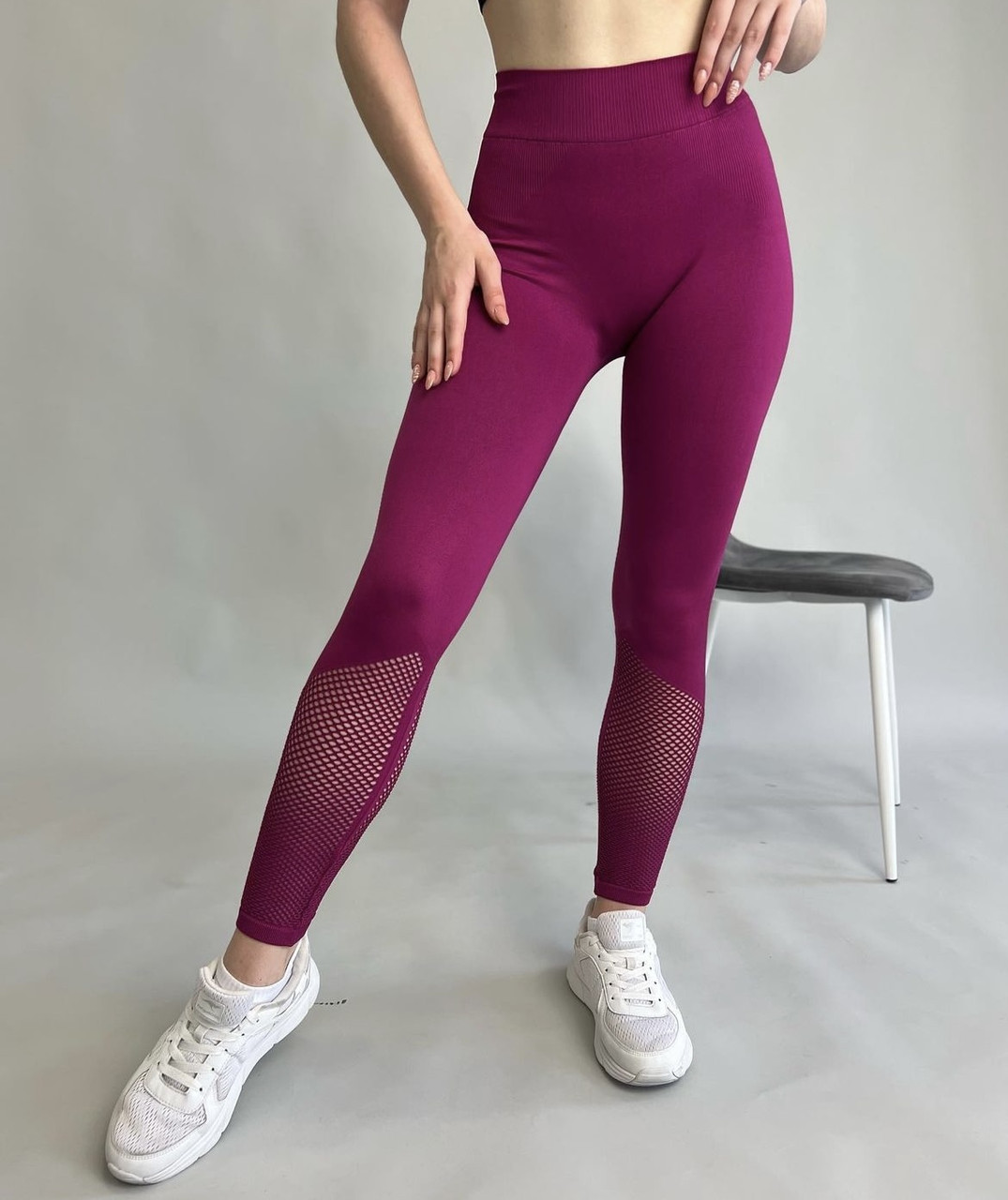 Лосини спортивні з мікрофібри Giulia Sport Rete фуксія та фіолетового кольорів розмір L/XL