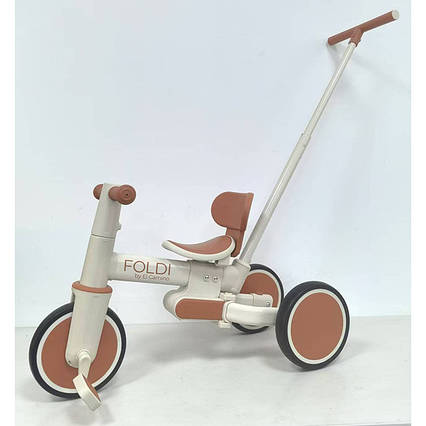 Дитячий велосипед 3в1, 3 колеса EVA, батьківська ручка, бежевий (ME 1202 Cinnamon Beige)
