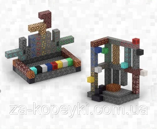 Магнітний конструктор Minecraft Магазин коштовностей 128шт + 4 фігурки Майнкрафт Дитячий конструктор на магнітах