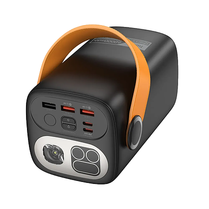 Потужний повербанк power bank з ліхтарем 100Вт PD 60000mah Hoco DB160 Astrum Чорний, фото 1