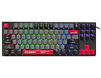 Клавіатура ігрова механічна A4Tech S-87 Bloody Black, BLMS Red Plus Switch, Eng/Rus/Укр