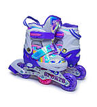 Дитячі розсувні ролики Rainbow Scale Sports фіолетові, розмір 26-29. Всі колеса світяться, фото 2