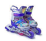 Дитячі розсувні ролики Rainbow Scale Sports фіолетові, розмір 26-29. Всі колеса світяться, фото 4
