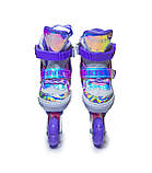 Дитячі розсувні ролики Rainbow Scale Sports фіолетові, розмір 26-29. Всі колеса світяться, фото 5