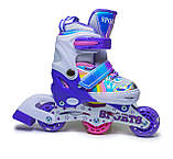 Дитячі розсувні ролики Rainbow Scale Sports фіолетові, розмір 26-29. Всі колеса світяться, фото 6