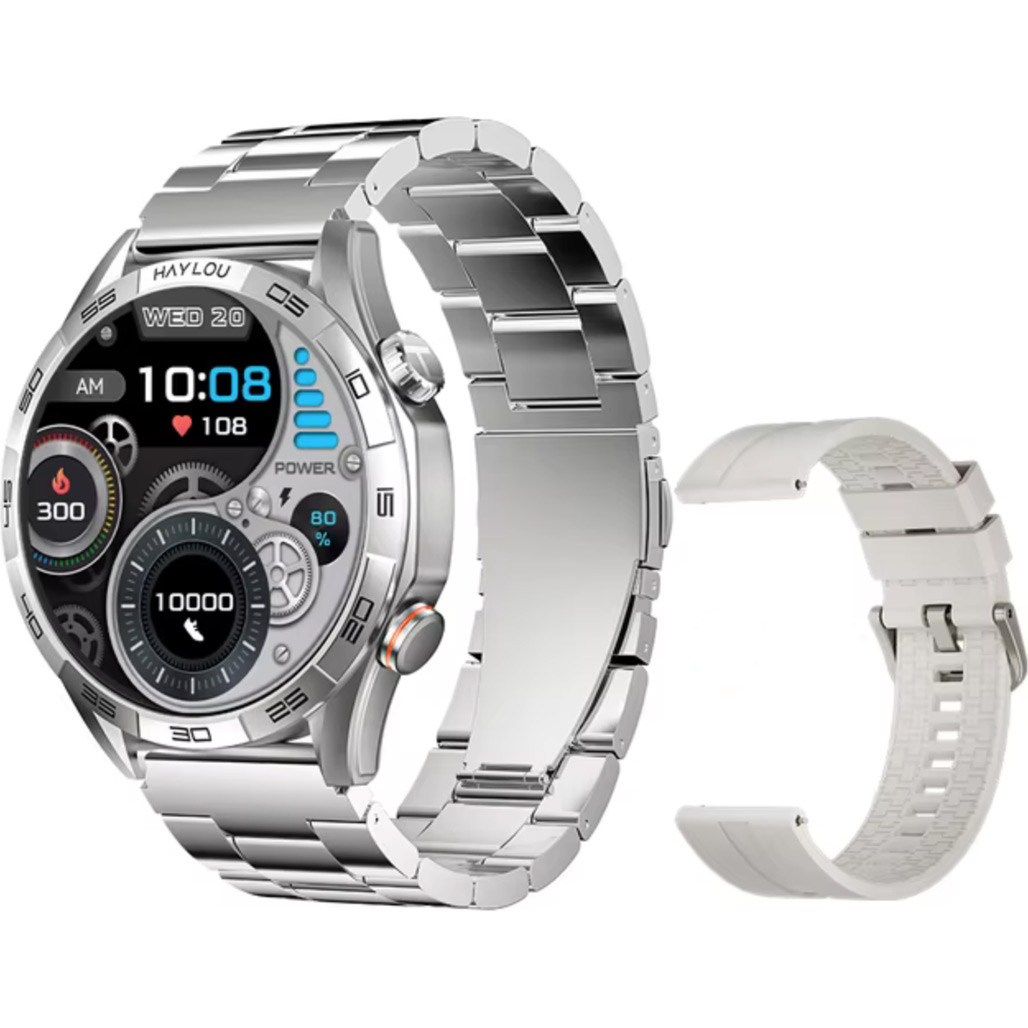 Розумний годинник Xiaomi Haylou Solar 5 (LS20) (2 ремінці Silicone + Stainless steel) сріблясті