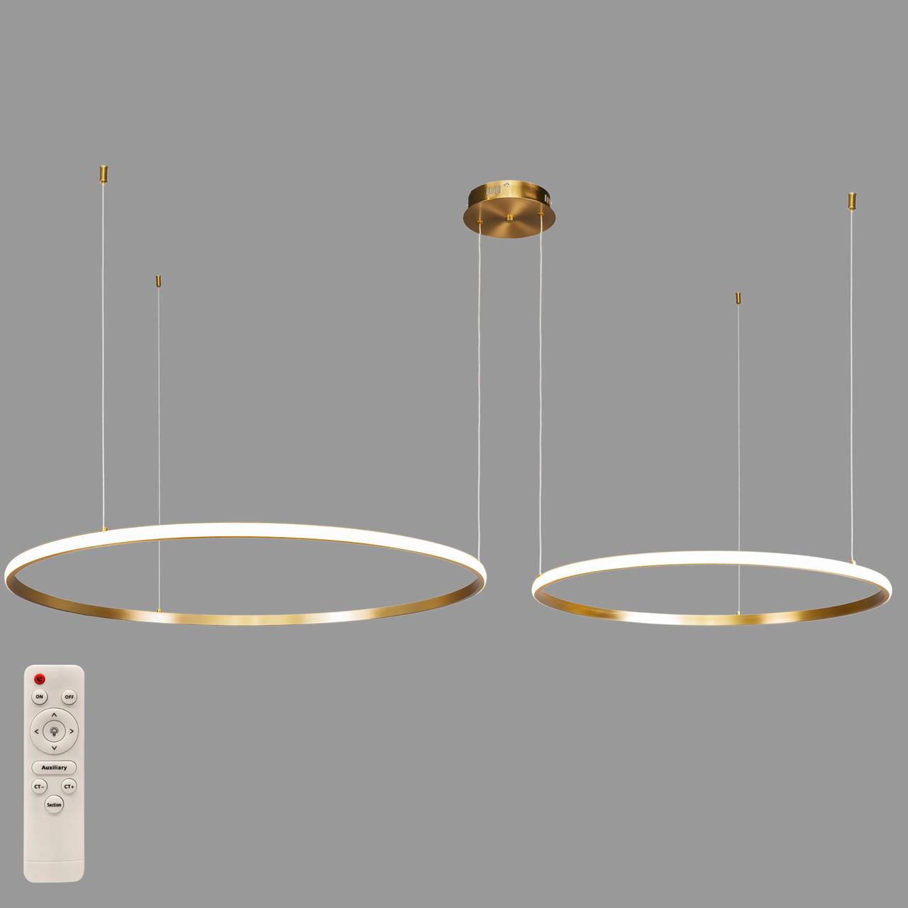 Бронзова кільцева світлодіодна подвійна люстра 60+80см «Circle» (52-9833-2B BRONZE LED (600+800))