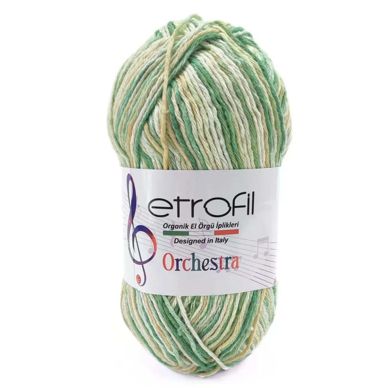 Пряжа Orchestra/Оркестра, молочний-зелений-жовтий Tuba SE677, Etrofil, фото 1