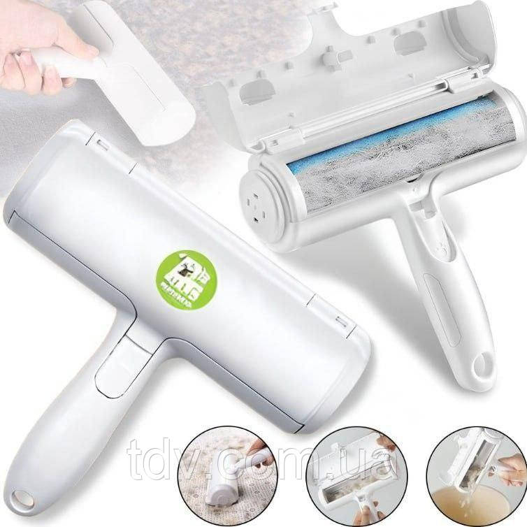 Щітка для чищення килимів від шерсті тварин, біла, Pet Hair Remover Roller, ролик з контейнером для чистки