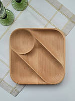 2 в 1: Дошка для подавання страв. Менажниця на 4 секції (масив бука) 240х20 мм