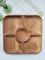 2 в 1: Дошка для подавання страв. Менажниця на 5 секції (масив дуба) 300х20 мм