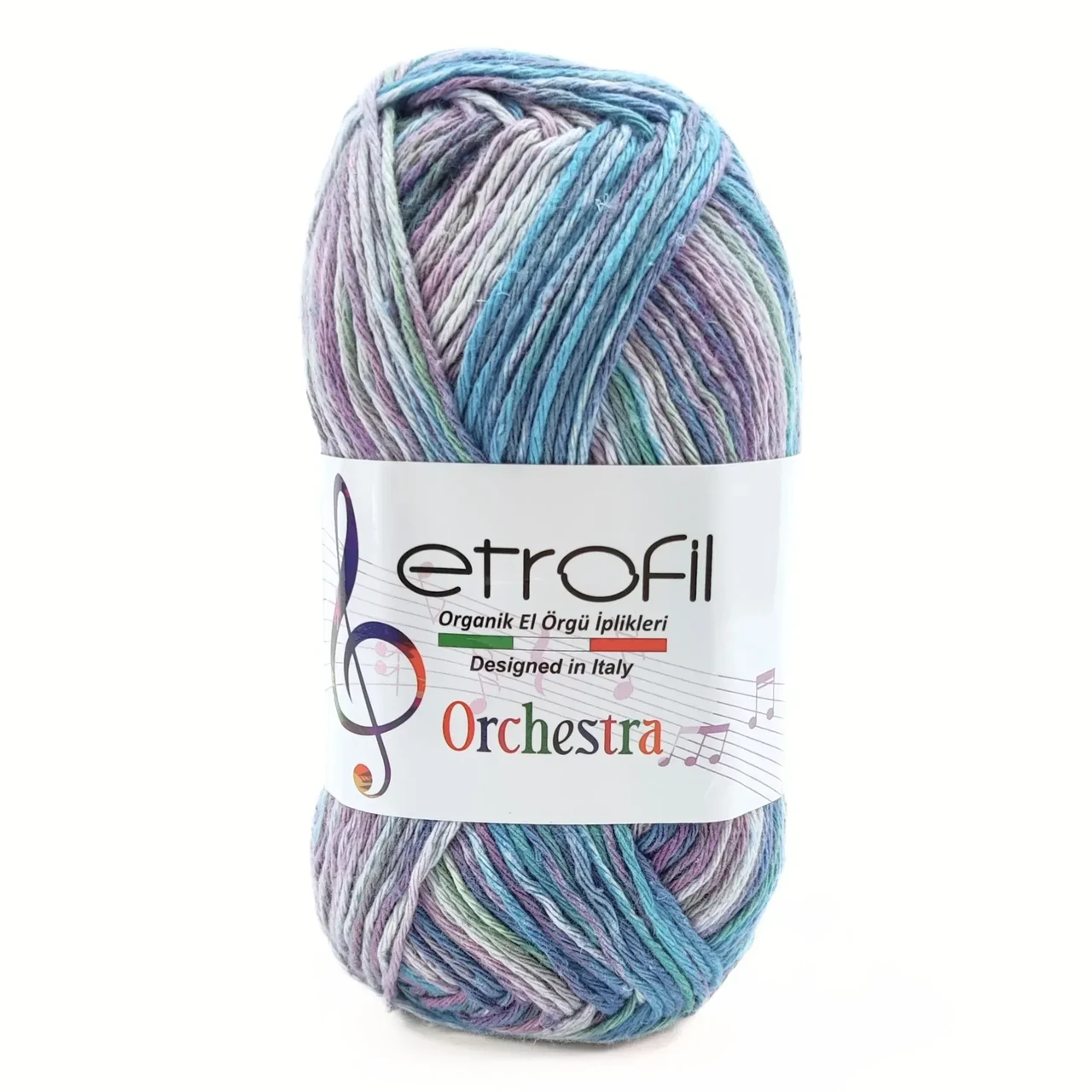 Пряжа Orchestra/Оркестра, блакитний-фіолетовий-ліловий Percussiopn SE675, Etrofil, фото 1