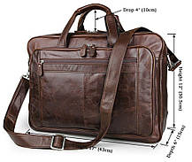 Сумка чоловіча Vintage 14371 для ноутбука 17 дюймів Коричнева, фото 5