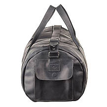 Сумка дорожня Grande Pelle 11046 з вінтажній шкіри Чорна, фото 5