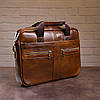 Сумка чоловіча Vintage 14626 шкіряна Коричнева, фото 6