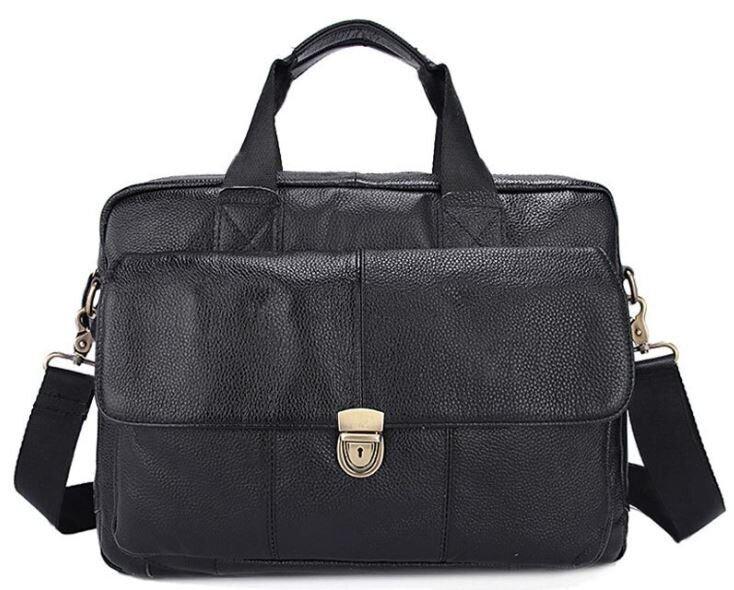 Портфель чоловічий шкіряний з замком Vintage 14801 Чорний