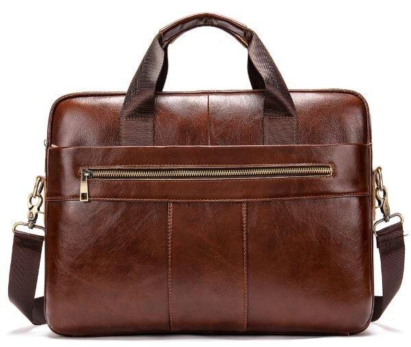Ділова чоловіча сумка з зернистої шкіри Vintage 14836 Коричнева
