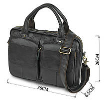 Сумка для ноутбуку з натуральної шкіри Vintage 14868 Чорна, фото 3