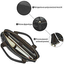 Сумка для ноутбуку з натуральної шкіри Vintage 14868 Чорна, фото 4