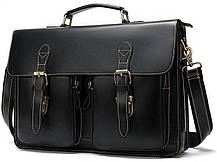 Портфель чоловічий зі шкіри на плече Vintage 14878 Чорний, фото 2