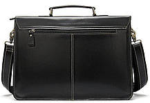Портфель чоловічий зі шкіри на плече Vintage 14878 Чорний, фото 5