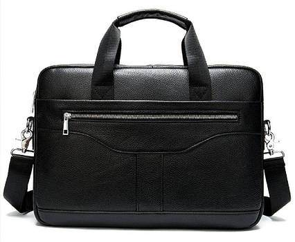 Ділова чоловіча сумка з зернистої шкіри Vintage 14886 Чорна, фото 1