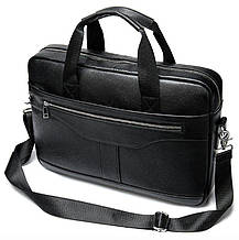 Ділова чоловіча сумка з зернистої шкіри Vintage 14886 Чорна, фото 2