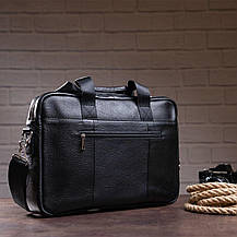 Ділова чоловіча сумка з зернистої шкіри Vintage 14886 Чорна, фото 5