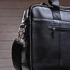 Ділова чоловіча сумка з зернистої шкіри Vintage 14886 Чорна, фото 9