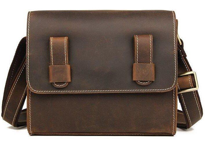 Сумка чоловіча-почтальонка в винтажной шкірі Vintage 14980 Коричнева