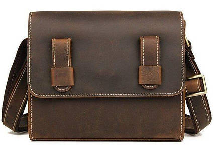 Сумка чоловіча-почтальонка в винтажной шкірі Vintage 14980 Коричнева, фото 1