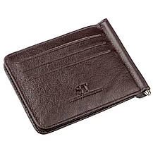 Зручний чоловічий Затискач для купюр ST Leather 18938 Коричневий, фото 3