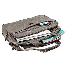Сумка текстильна для ноутбука Vintage 20086 Сіра, фото 2