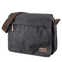 Сумка почтальонка текстильна Vintage 20088 Чорна, фото 2