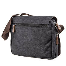 Сумка почтальонка текстильна Vintage 20088 Чорна, фото 5