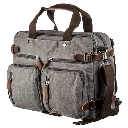 Сумка-трансоформер текстильна велика Vintage 20151 Сіра, фото 1