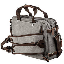 Сумка-трансоформер текстильна велика Vintage 20151 Сіра, фото 5