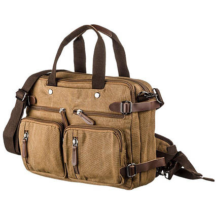 Сумка-трансформер текстильна велика Vintage 20152 Пісочна, фото 1