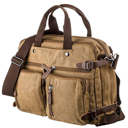 Сумка-трансофрмер текстильна Vintage 20146 Пісочна, фото 1