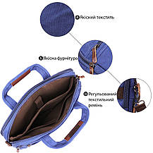 Сумка текстильна для ноутбука Vintage 20184 Cиня, фото 4