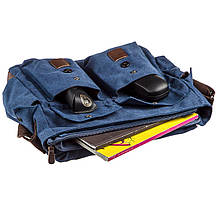 Сумка на плече текстильна Vintage 20148 Синя, фото 5