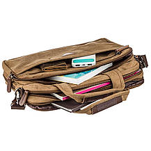 Сумка текстильна для ноутбука на два відділення Vintage 20178 Коричнева, фото 3